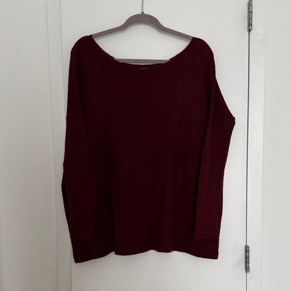 Piko 1988 Off-the-Shoulder Burgundy Sweater